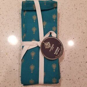 💕 3/$25 💕NWT Wander Home Print Napkins - Set of 4 - Boho Chic Teal Blue Print